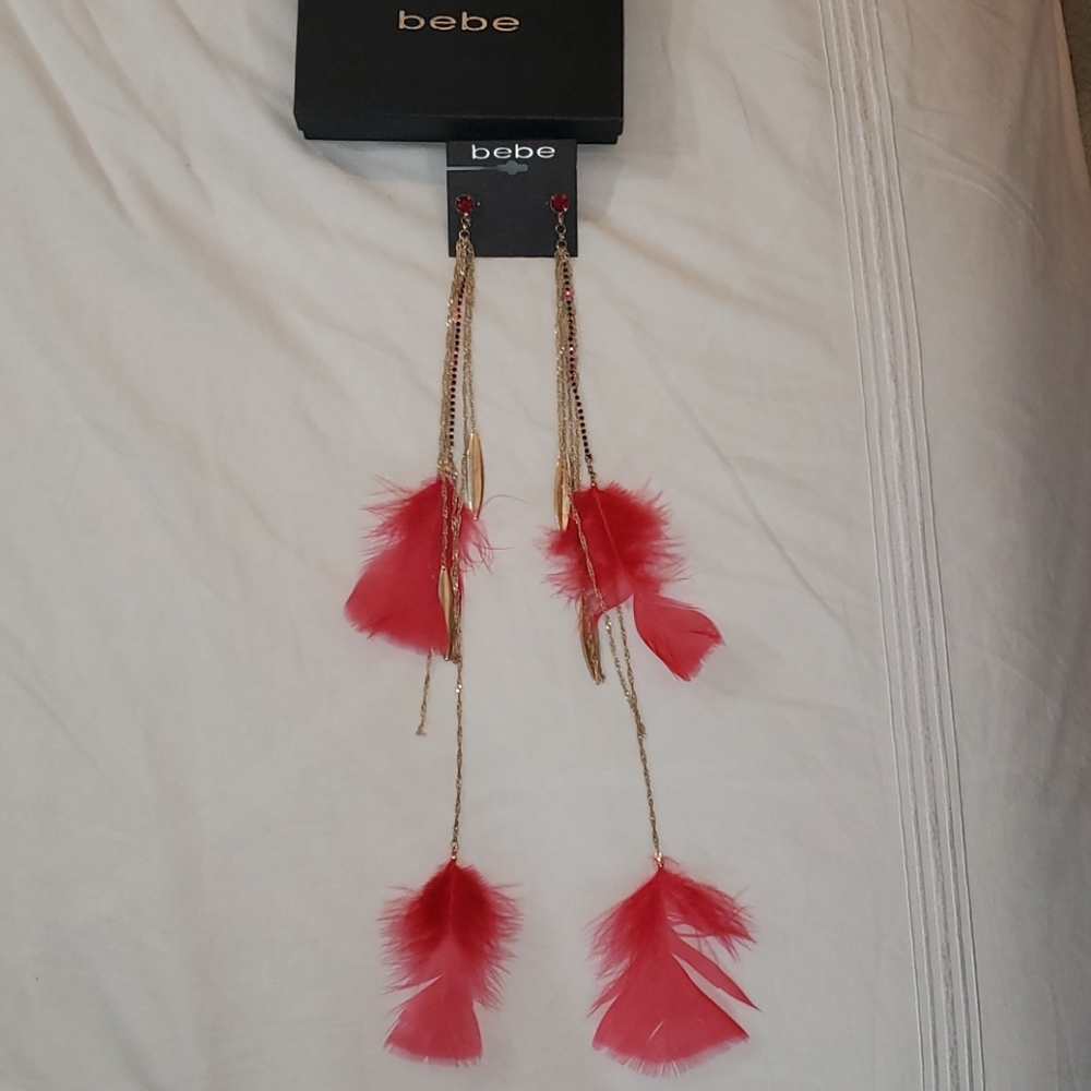Bebe Gold Feather earrings